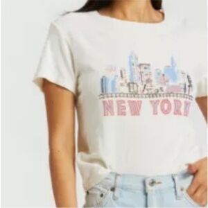 Re/Done 100% vintage white cotton tee shirt NEW YORK SKYLINE design